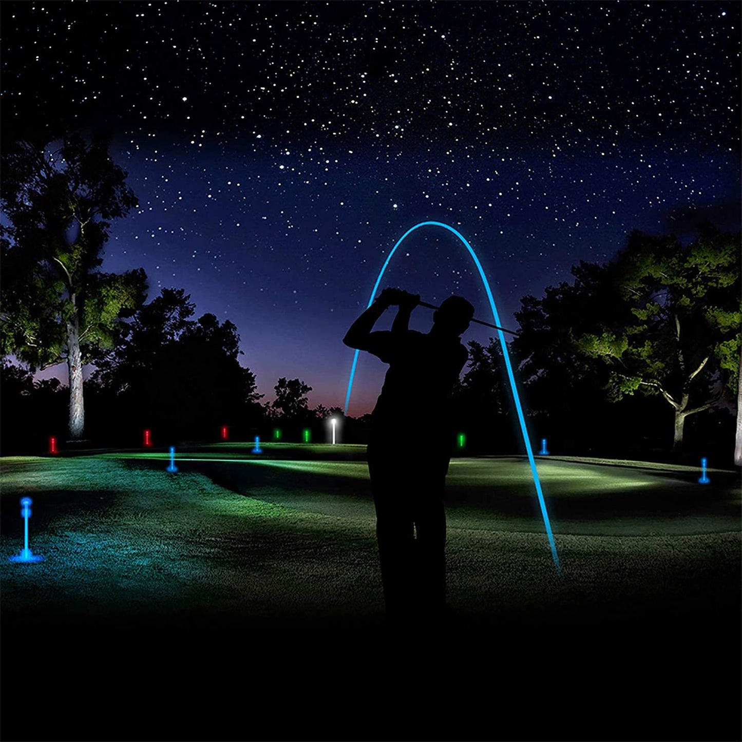 Set of 3 LED Glow Golf Balls in Multi Colors with 3Pcs Golf Tees