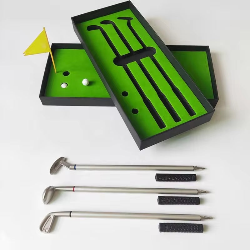 Simulated Golf Course Premium Mini Golf Putter Pen Set Office Gift for Men Ballpoint Creative Writing Supplies Durable