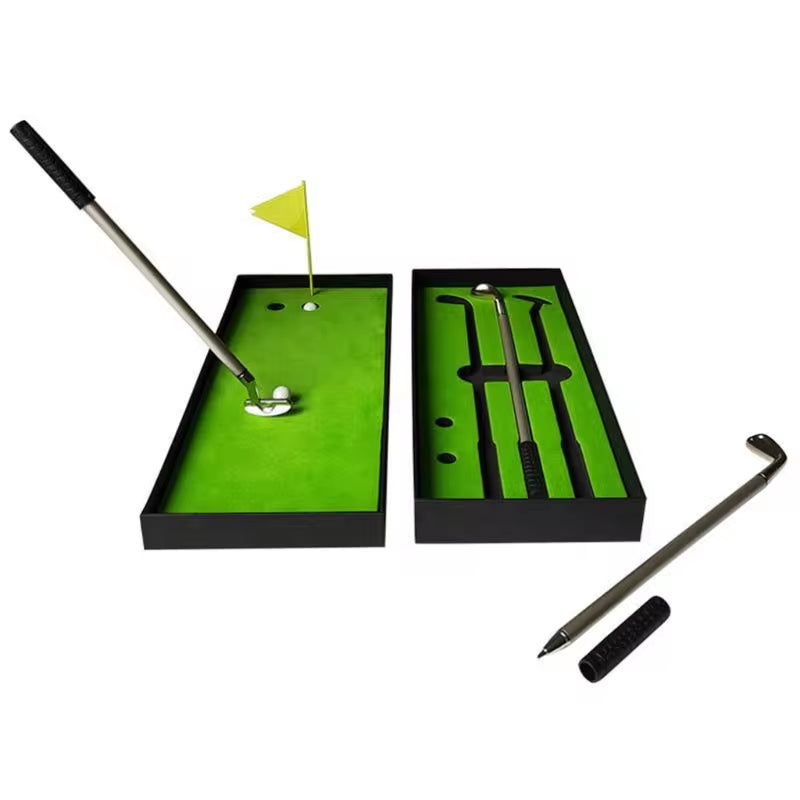 Simulated Golf Course Premium Mini Golf Putter Pen Set Office Gift for Men Ballpoint Creative Writing Supplies Durable