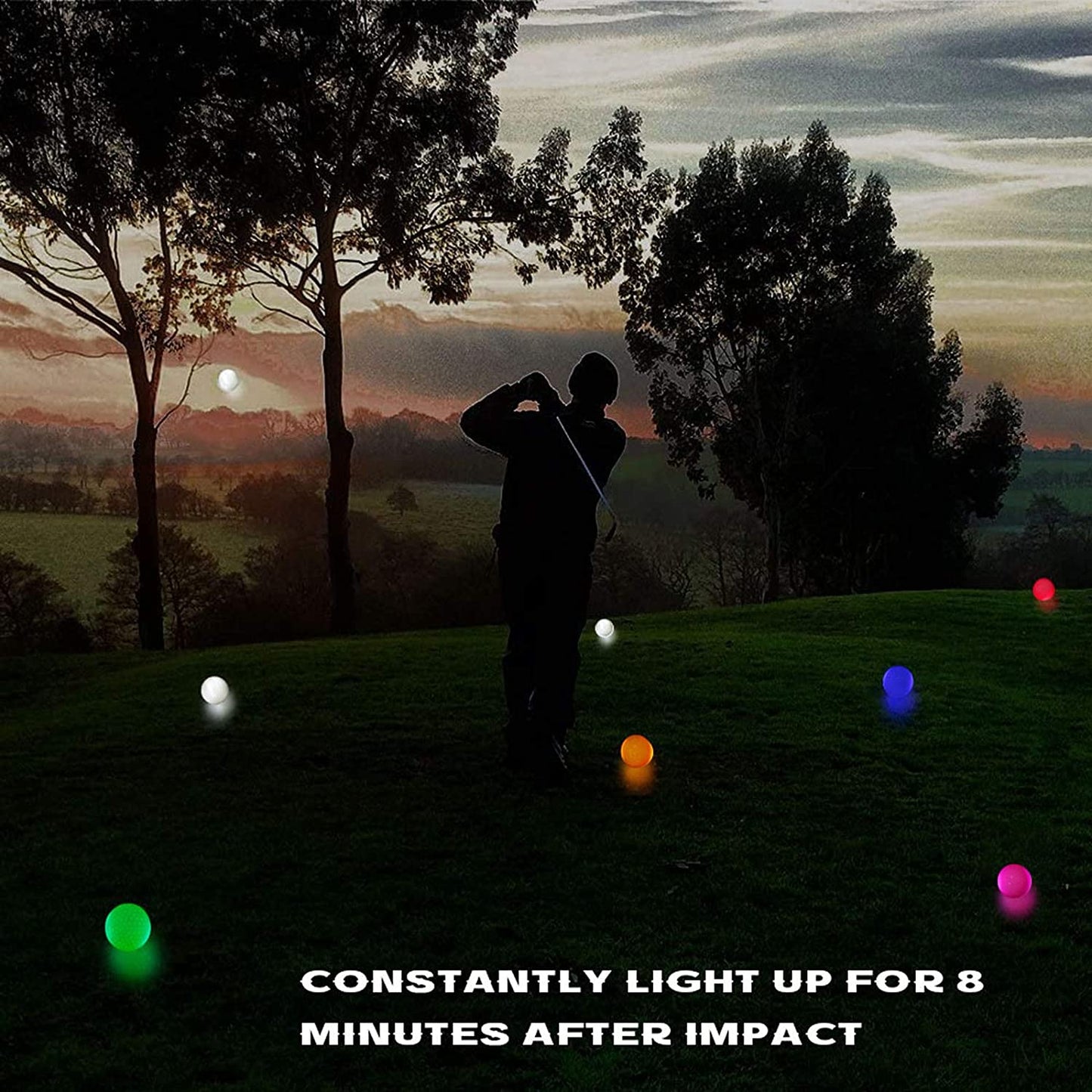 Set of 3 LED Glow Golf Balls in Multi Colors with 3Pcs Golf Tees