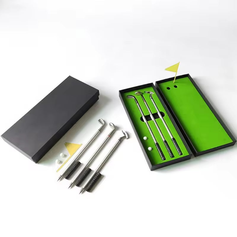 Simulated Golf Course Premium Mini Golf Putter Pen Set Office Gift for Men Ballpoint Creative Writing Supplies Durable