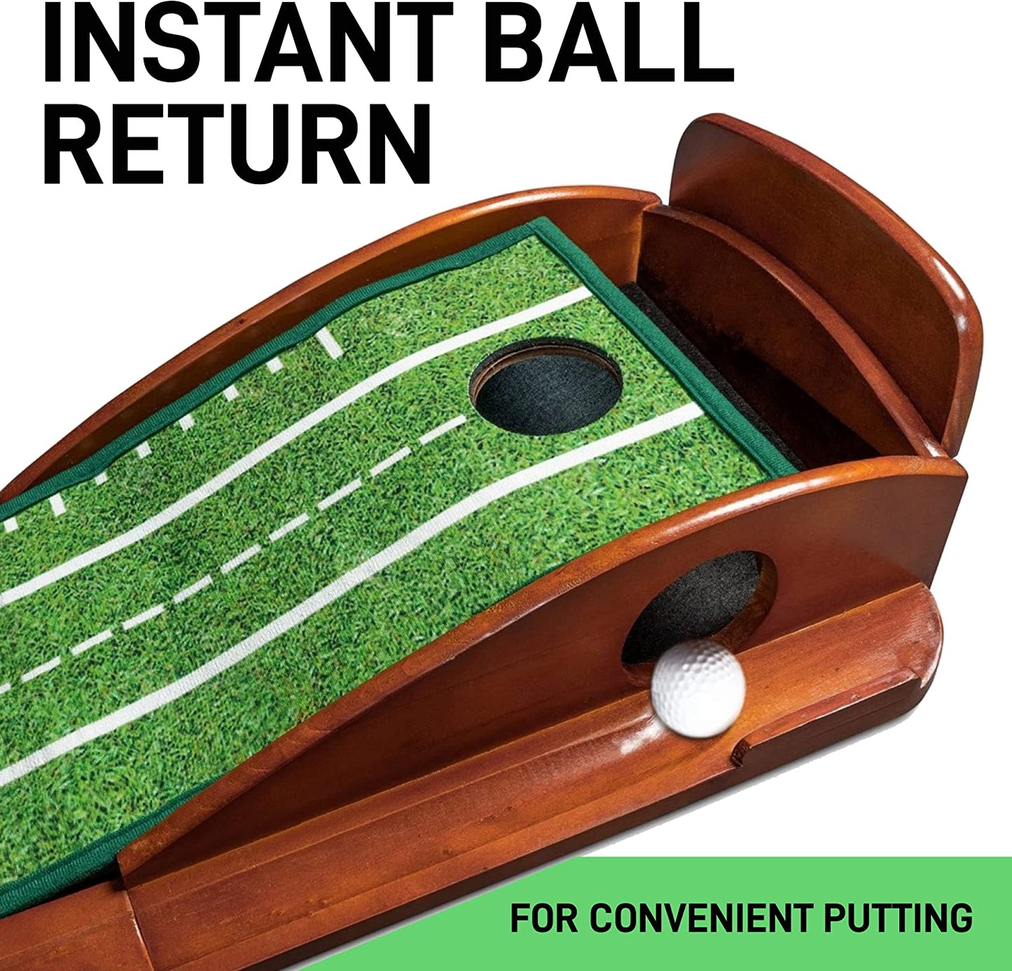 Official Putting Mat of Dustin Johnson - Indoor Golf Putting Green with 1/2 Hole Training for Mini Games & Practicing at Home or in the Office - Gifts for Golfers - Golf Accessories