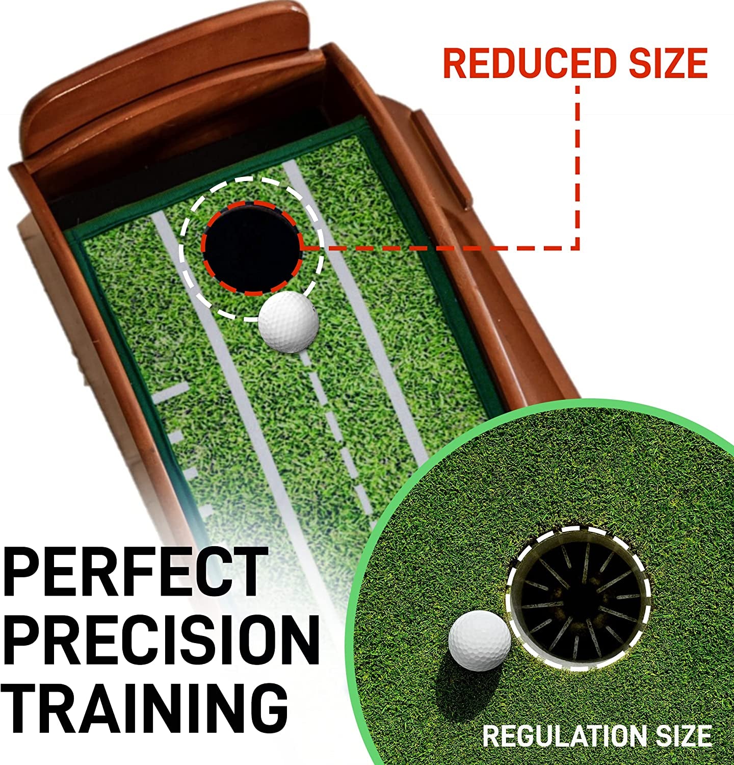 Official Putting Mat of Dustin Johnson - Indoor Golf Putting Green with 1/2 Hole Training for Mini Games & Practicing at Home or in the Office - Gifts for Golfers - Golf Accessories
