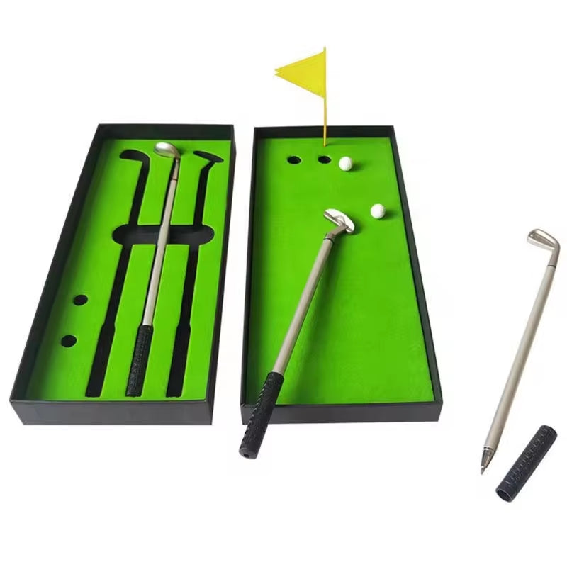 Simulated Golf Course Premium Mini Golf Putter Pen Set Office Gift for Men Ballpoint Creative Writing Supplies Durable